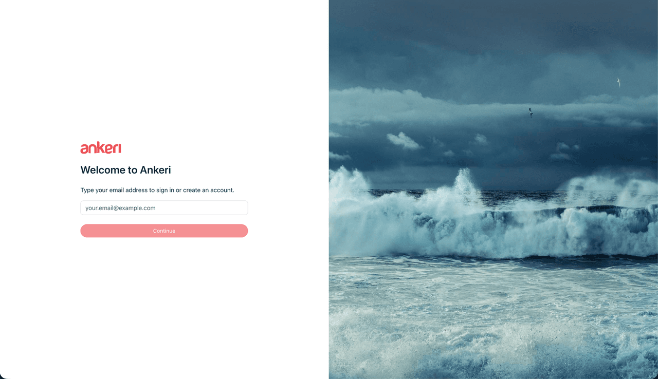 Ankeri login screen